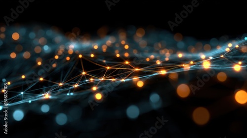 Glowing Network Representation Showcasing Conceptual Interconnection of Data Nodes in a Virtual Environment Reflecting Modern Digital Communication 