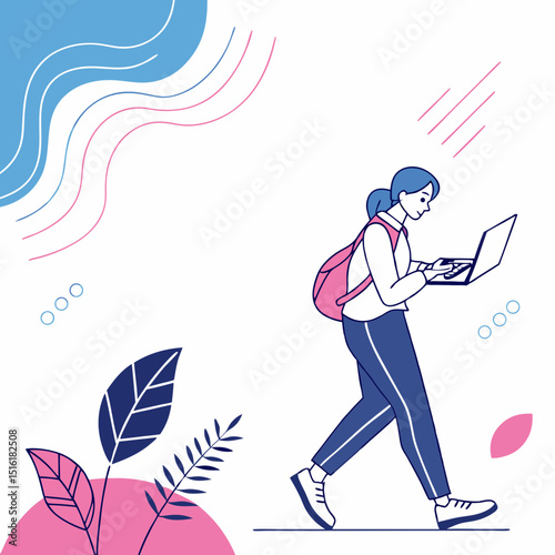 Minimal abstract background with soft gradients in blue and pink, modern fluid shapes, suitable for tech 