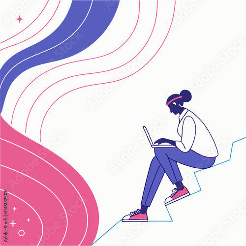 Minimal abstract background with soft gradients in blue and pink, modern fluid shapes, suitable for tech 