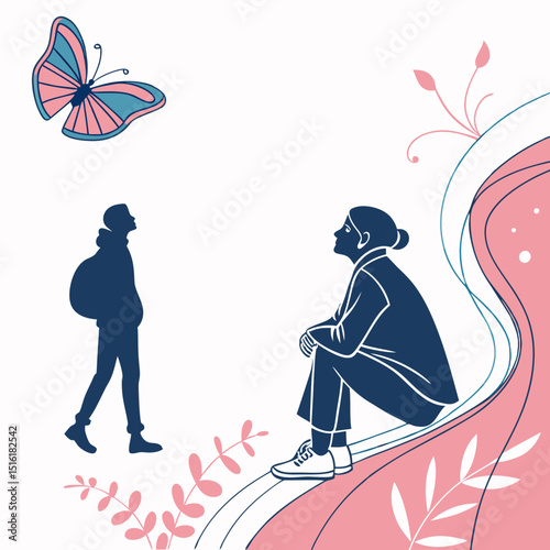 Minimal abstract background with soft gradients in blue and pink, modern fluid shapes, suitable for tech 