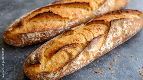 Two Crusty Artisan Baguettes Freshly Baked Bread
