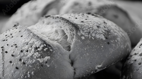 Artisan Bread Closeup Black and White Photography