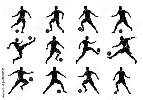 Silhouettes of football soccer players vector on a white background
