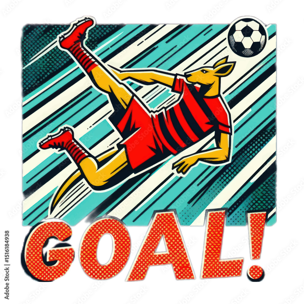 Fototapeta premium Vector cartoon emblem design set illustrating a kangaroo football player