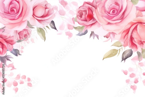 Pink roses border painting pattern flower.