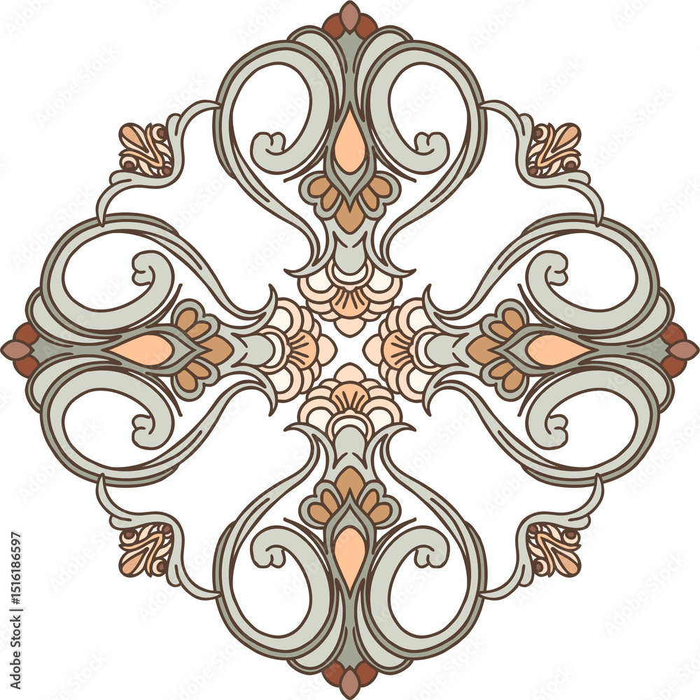 Fototapeta premium Modern,Art Nouveau. Isolated botanical graceful element stylized as Art Deco, Art Nouveau for branding, advertising, printing. ​​Digital Illustration