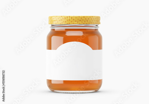 Honey Jar Mockup Golden Amber Sweetness in a Glass Jar with Blank Label for Your Design