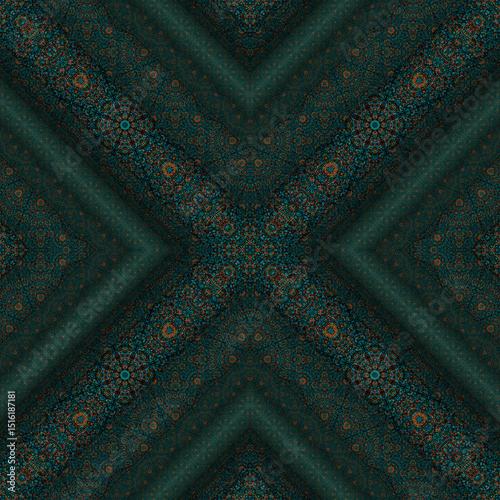 Dark Blue-Green geometric pattern with diamonds. Seamless background for print, web, design, batik.