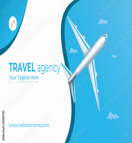 Minimal Template or business card set for Travel Agency, Collection of poster for tourism company.