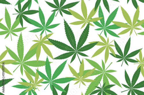 Marijuana seamless pattern. Cannabis background. Natural product of organic hemp.