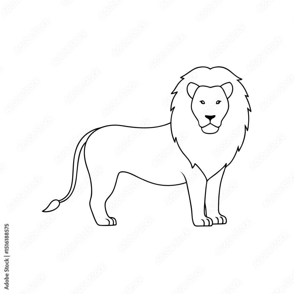 Fototapeta premium A Male Lion With A Full Mane A Powerful And Regal Big Cat On White