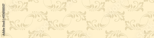 Vintage seamless plant pattern of beige stylized leaves, flowers and curls. Retro style. Vector backdrop, texture for victorian wallpapers, wrapping paper, fabric