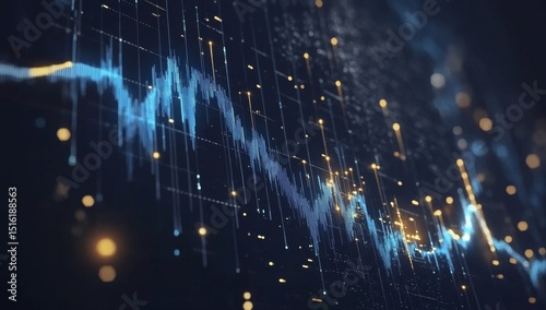 A stock market graph going upwards with blue and yellow lines on a dark background, representing business growth or a positive financial outlook