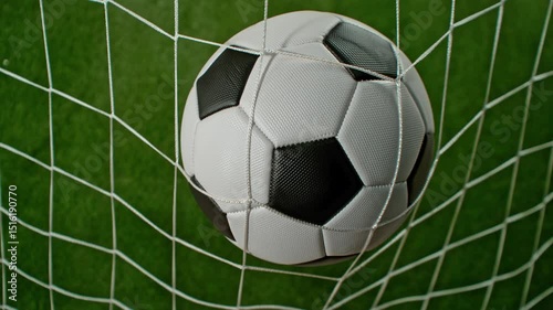 Wallpaper Mural Super Slow Motion Soccer Ball Hitting Goal Net on Green Field, 1000fps. Torontodigital.ca