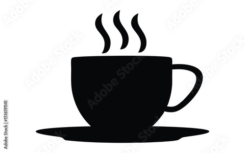 Hot cup of coffee or tea vector silhouette