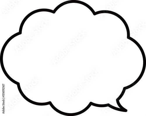 黒い線の使いやすい吹き出し。モコモコした雲の形。