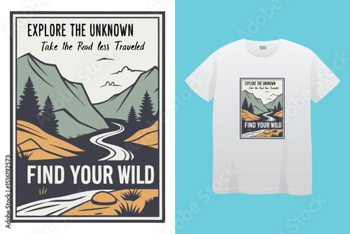 Camping T-Shirt Design – Outdoor Adventure, Nature Lover, and Wilderness Exploration Graphic.