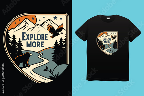 Camping T-Shirt Design – Outdoor Adventure, Nature Lover, and Wilderness Exploration Graphic.