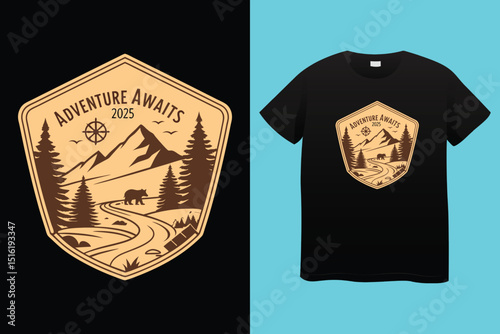 Camping T-Shirt Design – Outdoor Adventure, Nature Lover, and Wilderness Exploration Graphic.