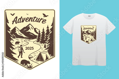 Camping T-Shirt Design – Outdoor Adventure, Nature Lover, and Wilderness Exploration Graphic.