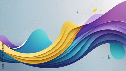 Abstract colorful wave shapes with layered curves and vibrant gradients on a soft background.