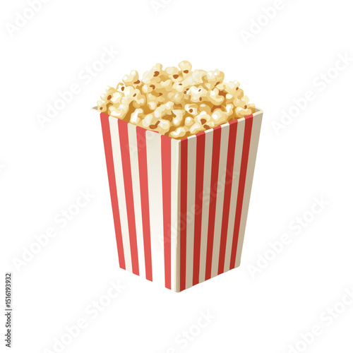 Classic Red and White Striped Popcorn Box A Cinema Snack Icon