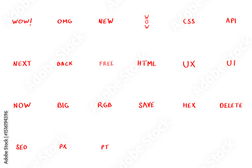 set of vector words of famous technology terms