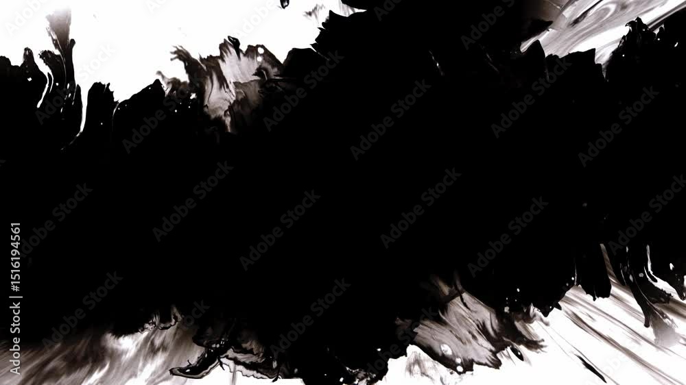 An Abstract Representation of Black Ink Splashes on a Crisp White Background Surface