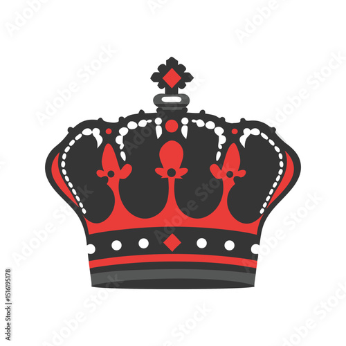 Red and Black Crown Royalty Power Leadership Icon