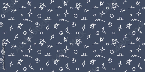 Seamless pattern  star cartoon and fabric pattern for kids on blue background.