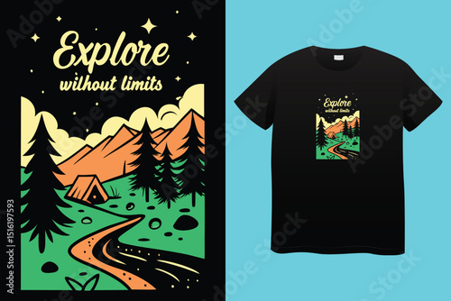 Camping T-Shirt Design – Outdoor Adventure, Nature, and Wilderness Exploration Graphic Tee,