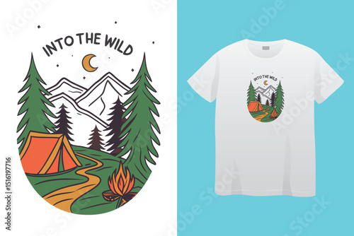 Camping T-Shirt Design – Outdoor Adventure, Nature, and Wilderness Exploration Graphic Tee,