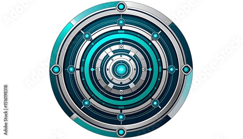 Teal Tech Circular Design Element.