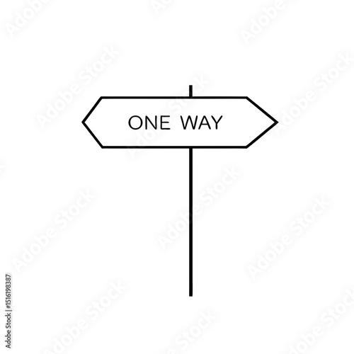 A One Way Sign An Arrow Directing Traffic On An Isolated White Background