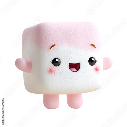 Cute Marshmallow Candy Character On Transparent Background Perfect For Graphic Design Element
