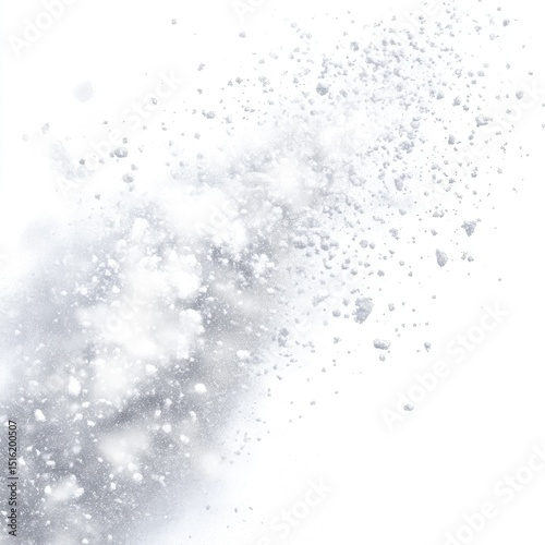 Snow flurry explosion against white background