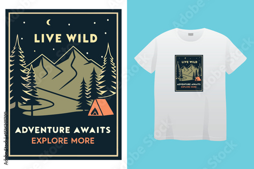Camping T-Shirt Design – Outdoor Adventure, Nature, and Wilderness Graphic Tee,