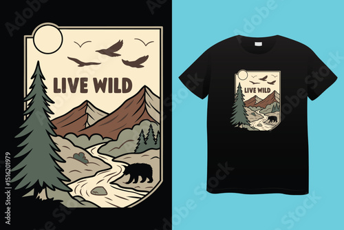Camping T-Shirt Design – Outdoor Adventure, Nature Exploration, and Wilderness Graphic Tee.