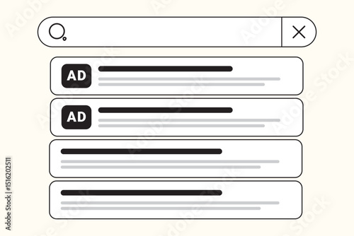 Search Ad Interface – Sponsored Results in Web Browser UI for Pay-Per-Click Marketing