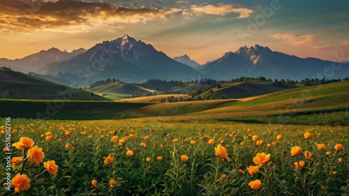 beautiful natural scenery background, mountains, forests, lakes, gardens, seas, waterfalls