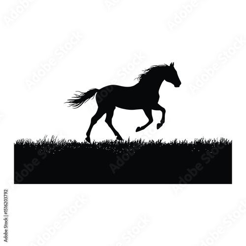 Horse galloping across a field minimalist silhouette design