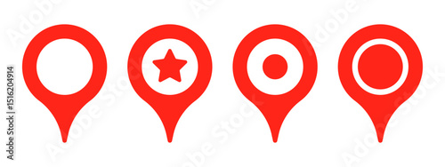 Red marker location, map pin vector icons set