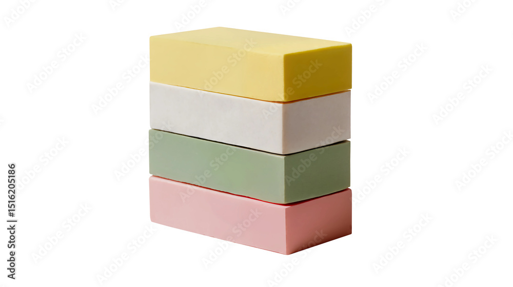Obraz premium 4 colorful yoga bricks, mock up, isolated