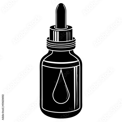 Oil dropper bottle vector silhouette illustration isolated on white background