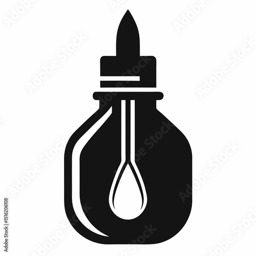 Oil dropper bottle vector silhouette illustration isolated on white background