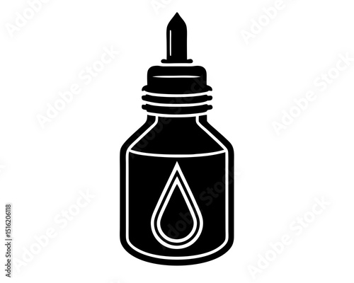 Oil dropper bottle vector silhouette illustration isolated on white background