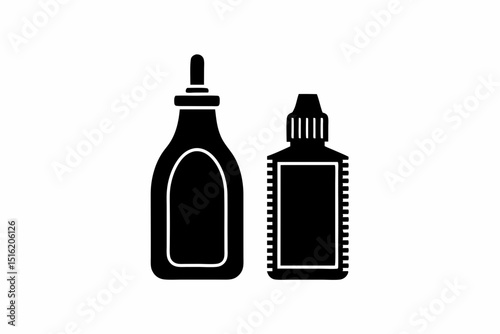 Oil dropper bottle icon vector silhouette illustration isolated on white background