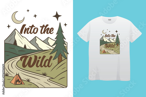 Camping T-Shirt Design – Outdoor Adventure, Nature Exploration, and Wilderness Graphic Tee.