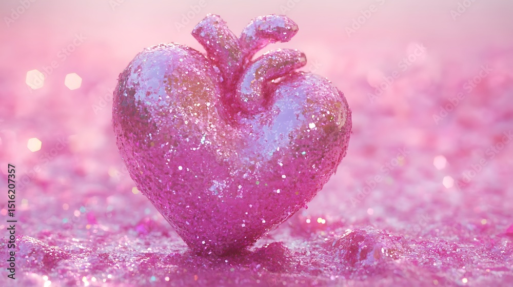 Obraz premium Heart in Glittering Pink: A Conceptual Expression of Affection and Sparkle
