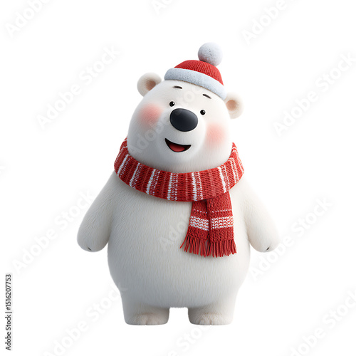 Cute Winter Polar Bear Transparent Isolated PNG Adorable Warm Christmas Holiday Season